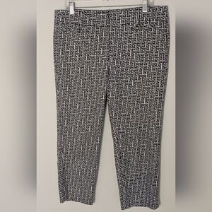 Ann Taylor Loft The Riviera Pants Sz 12 P Cropped Marisa Fit Navy Geometric